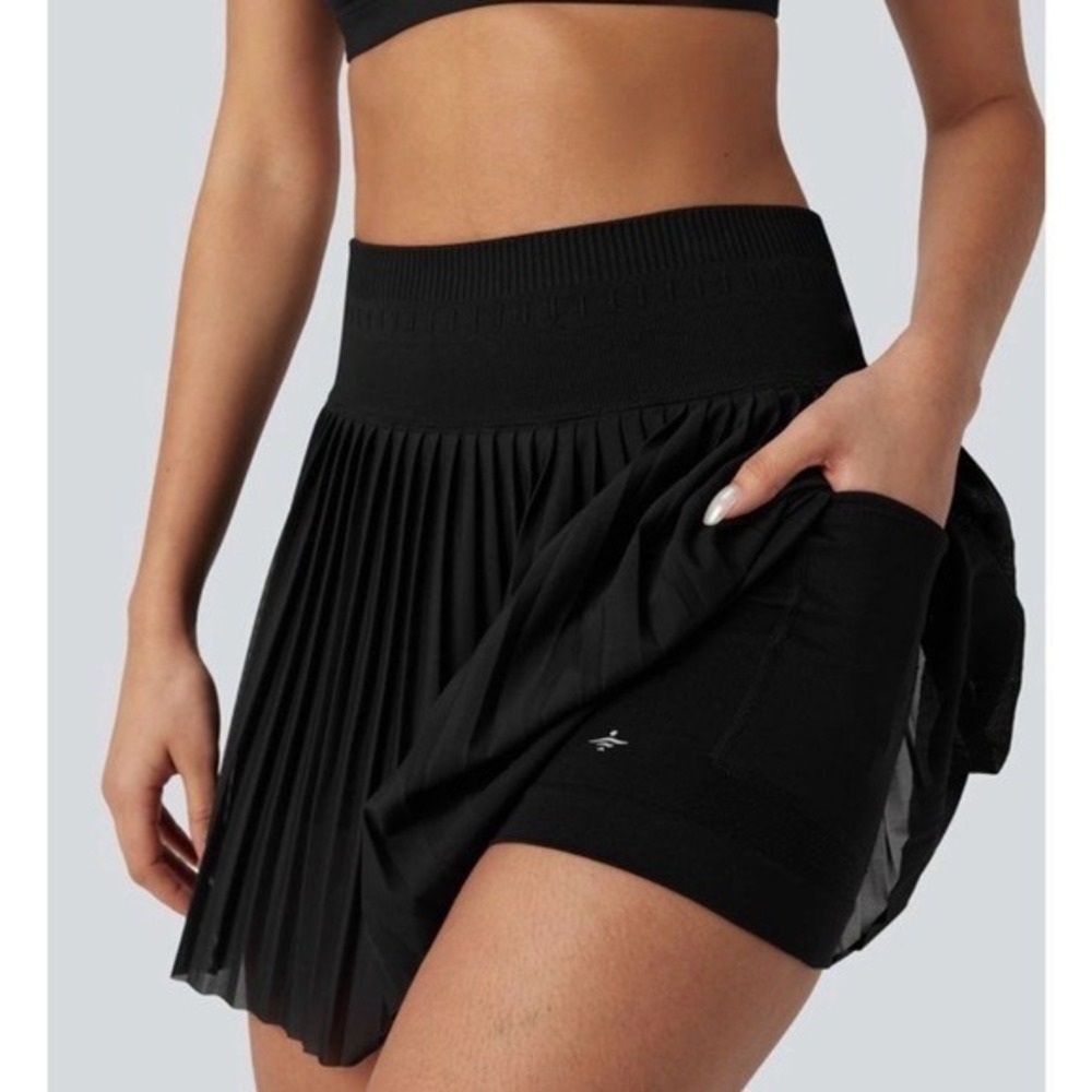 NEW Halara Black Pleated Tennis Skort Mini Skirt Women Size S - Picture 4 of 13